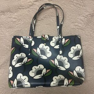 Orla Keily Navy Tote White Floral Green Pink Carry-All